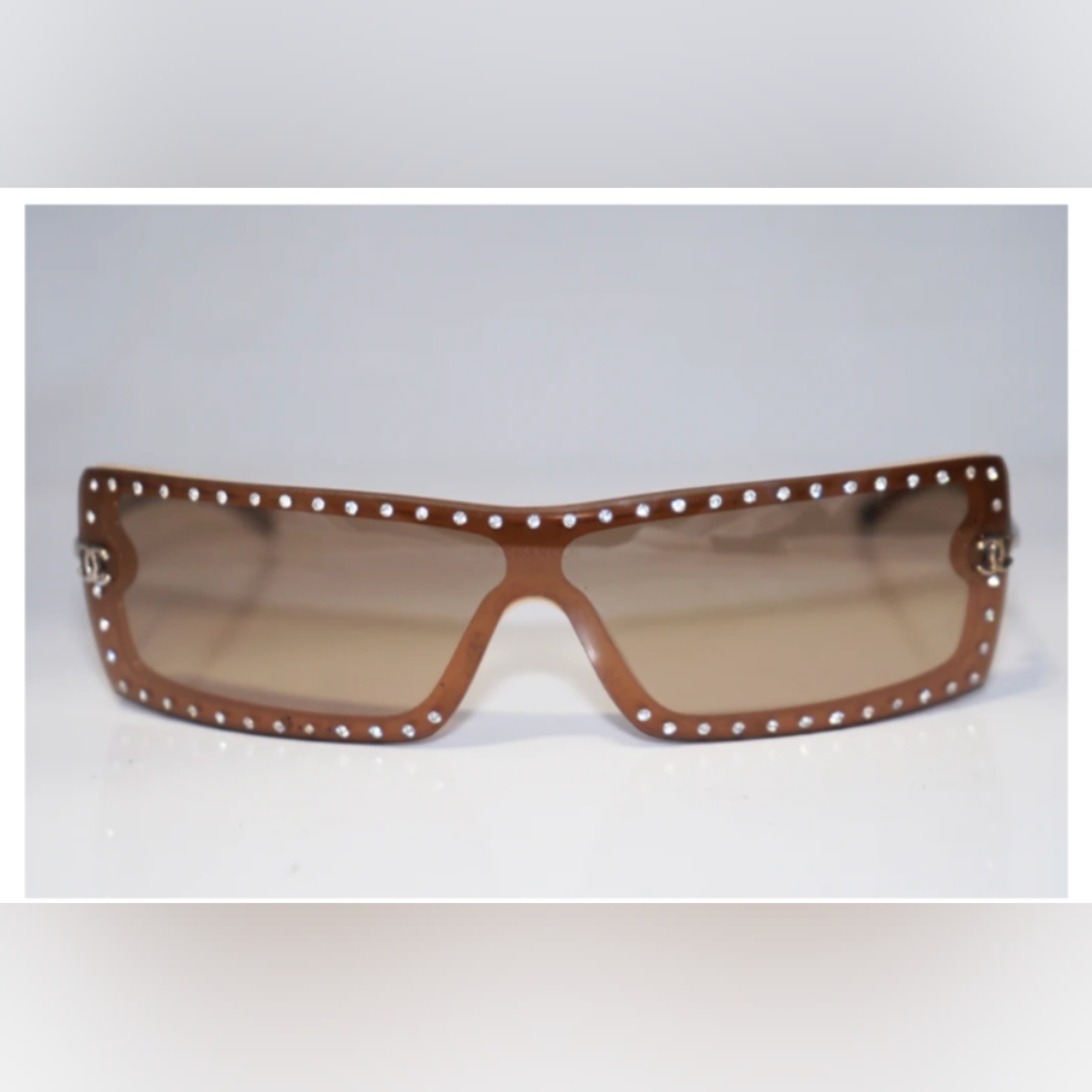 Chanel Diamond Studs Vintage Shield Sunglasses